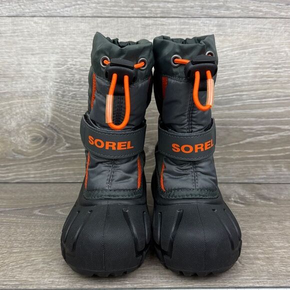 Sorel Flurry Toddler Boy Sz6 Gray Olive Orange Warm Lined Waterproof Winter Boot - Picture 2 of 10